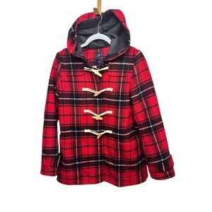 Gap Medium women’s zip up red plaid coat